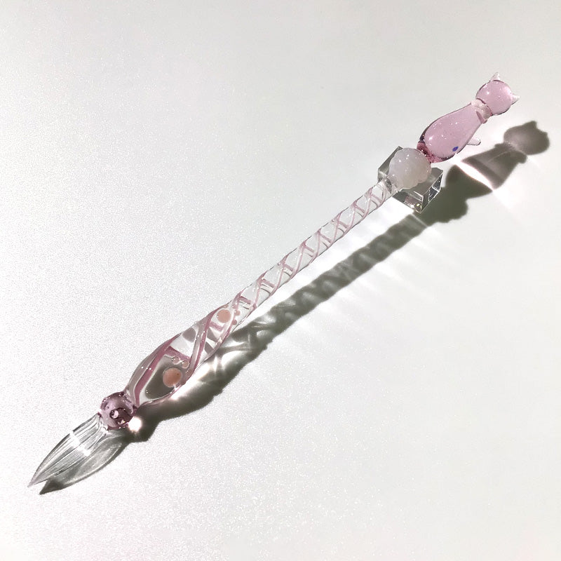 グラスカオリア, glasskaoria, にゃんこペン , ピンク, pink, ガラスペン, cat, glass dip pen