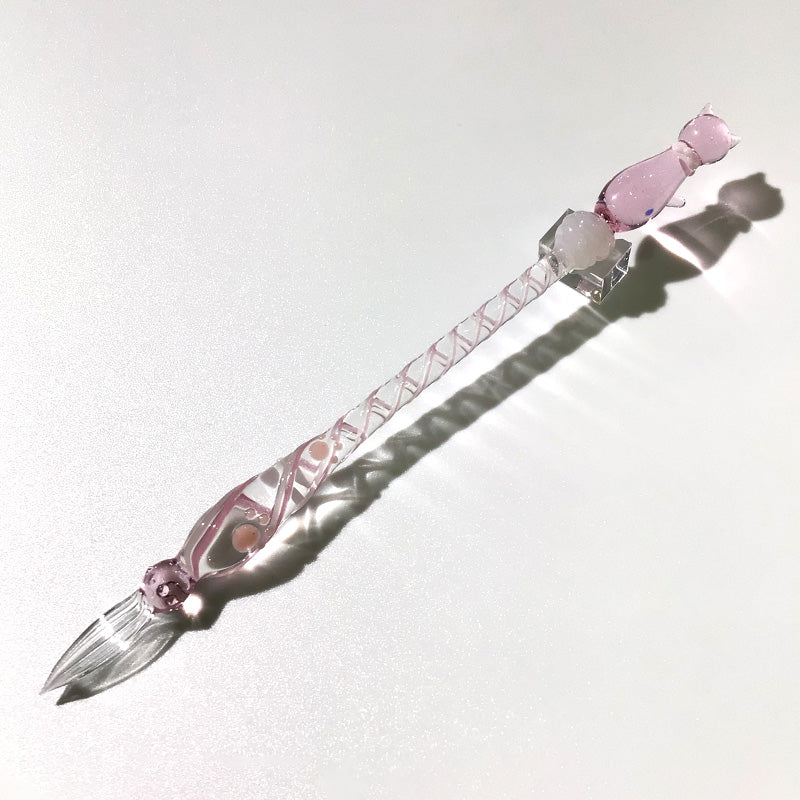 グラスカオリア, glasskaoria, にゃんこペン , ピンク, pink, ガラスペン, cat, glass dip pen