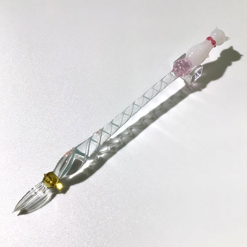 グラスカオリア, glasskaoria, にゃんこペン , ホワイト, white ,ガラスペン, cat, glass dip pen