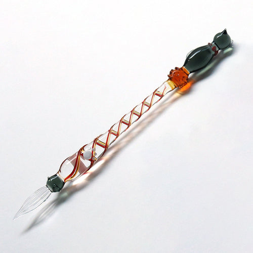 グラスカオリア, glasskaoria, にゃんこペン , ブラック, black, ガラスペン, cat, glass dip pen